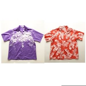 VTG lot 2 Hilo Hatties Hawaiian Shirt Purple/Coral
